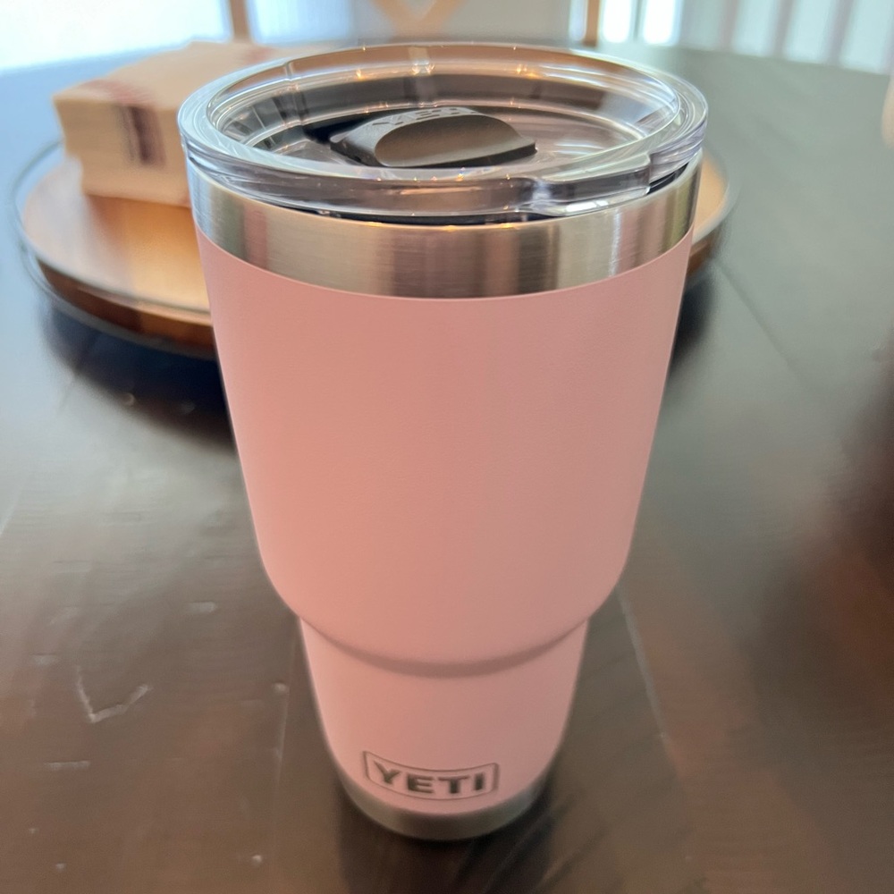 Light pink yeti rambler tumbler
